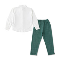 Baby Boy's Formal Green Vest Suit Set – Shirt, Bow Tie, Vest & Pants