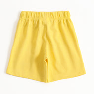Yellow Cotton Graphic Printed Elastic Waist Shorts with Drawstring
