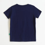 Baby Boys Navy Blue Tiger Graphic Printed Cotton T-Shirt