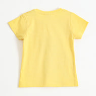 Baby Boys Yellow Robot Graphic Printed Cotton T-Shirt