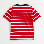 JusCubs Boys Red & White Striped Cotton T-Shirt