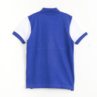 JusCubs Boys Blue & White Colourblock Polo T-Shirt with Surf Patch