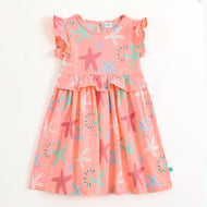 Baby Girls Beach Theme Starfish Print Dress – Soft Cotton