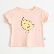 Baby Girls Peach Chick Graphic Printed Cotton T-Shirt