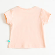 Baby Girls Peach Chick Graphic Printed Cotton T-Shirt