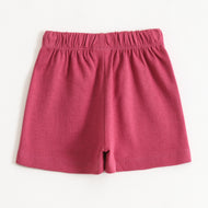 Girls Pink Flower Graphic Printed Cotton Knit Regular Fit Shorts