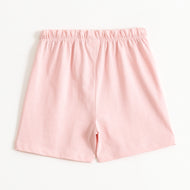 Girls Light Pink Little Dino Graphic Printed Cotton Knit Regular Fit Shorts