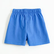 Girls Blue Heart Print Cotton Knit Shorts