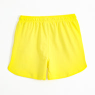 Girls Yellow Smiley Flower Print Cotton Knit Shorts