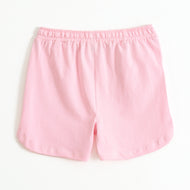 Girls Pink Bow Print Cotton Knit Shorts