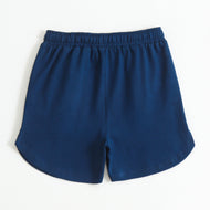 Girls Navy Blue Cotton Knit Shorts