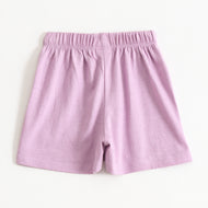 Girls Lavender Smiley Patch Cotton Knit Shorts