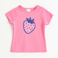Baby Girls Pink Strawberry Graphic Printed Cotton T-Shirt