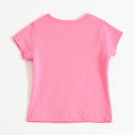 Baby Girls Pink Strawberry Graphic Printed Cotton T-Shirt