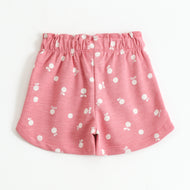 Girls Pink All Over Fruit Print Cotton Shorts