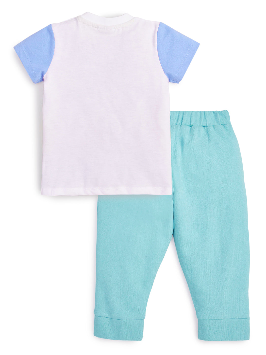 "Baby Boys' Colorblock T-Shirt & Jogger Pants Set – Cartoon Print, Cotton Blend"