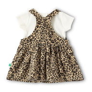"Baby Girls Cotton Leopard Print Pinafore Dress with Tee"