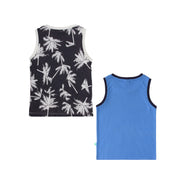 "Boys' 2-Pack T-shirt – Palm Tree & Dinosaur Graphic Sleeveless Tees"