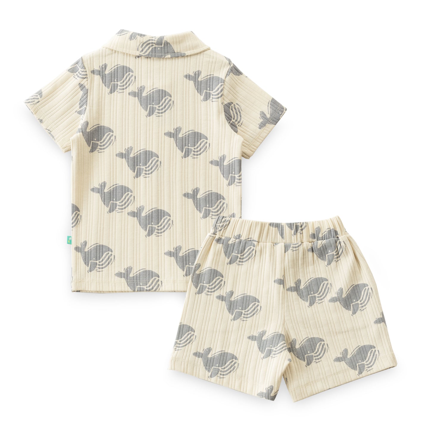 "Baby Boys Beige Fish Print Co-Ord Set – Cotton Half Sleeve T-Shirt & Shorts"