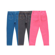 "Girls' Cotton Jeggings - Pack of 3 (Blue, Black, Pink) - Stretchable & Comfortable Fit"