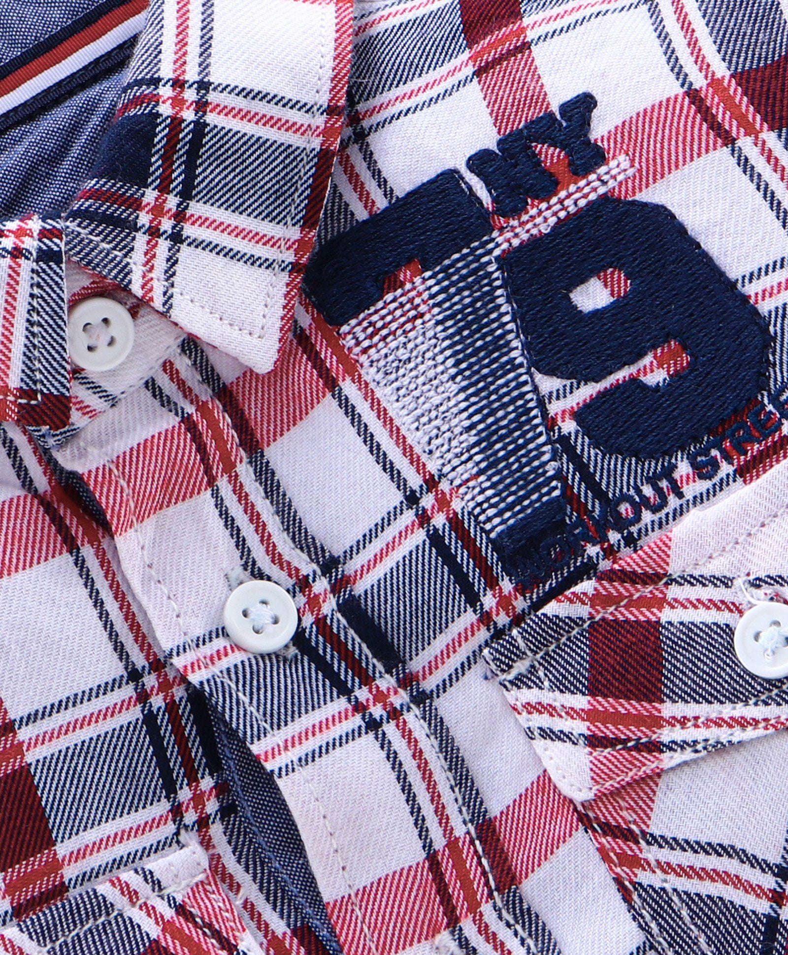 Full Sleeve Checkered Bio Wash Shirt - White