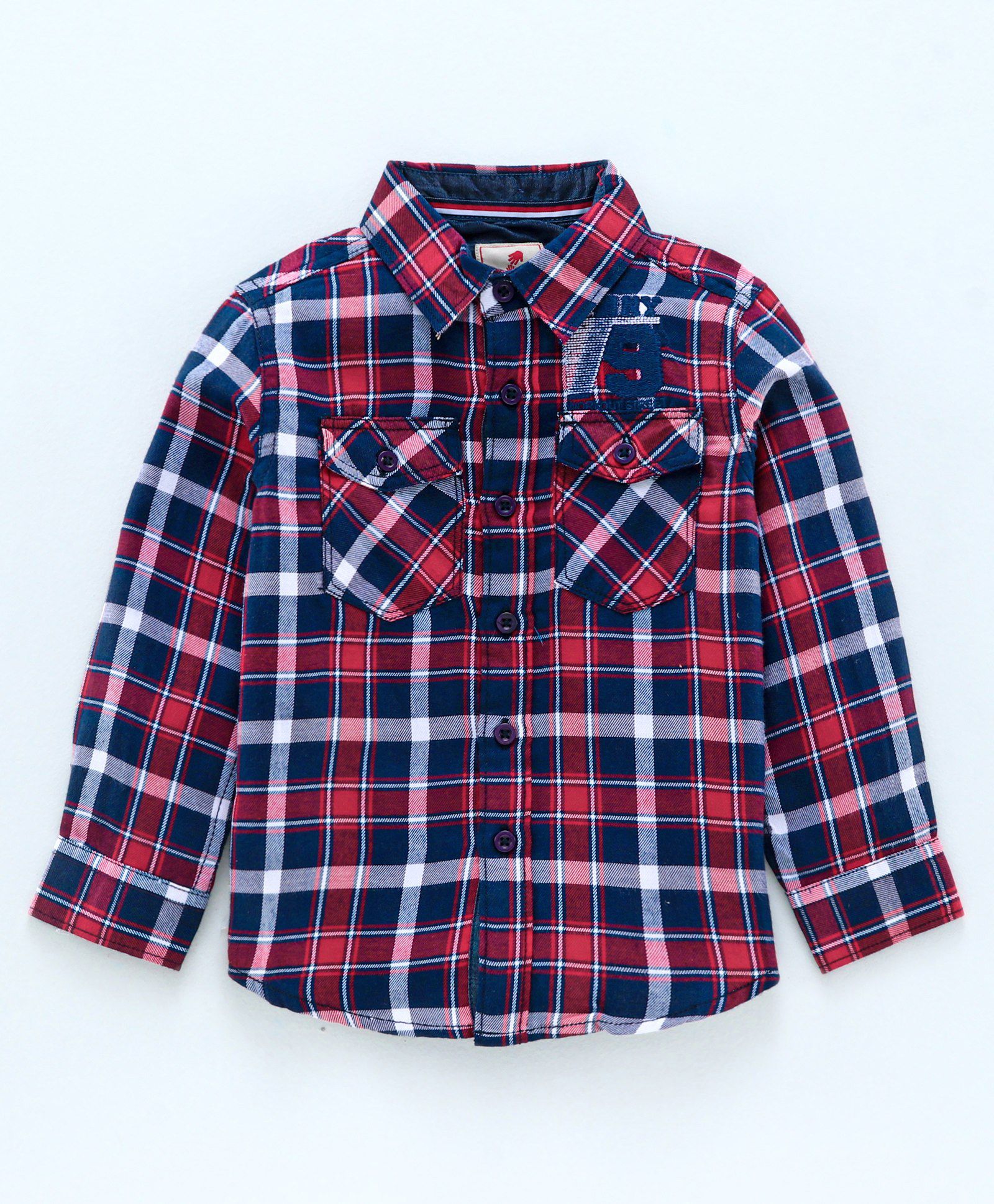 Full Sleeve Checkered Bio Wash Shirt - Navy