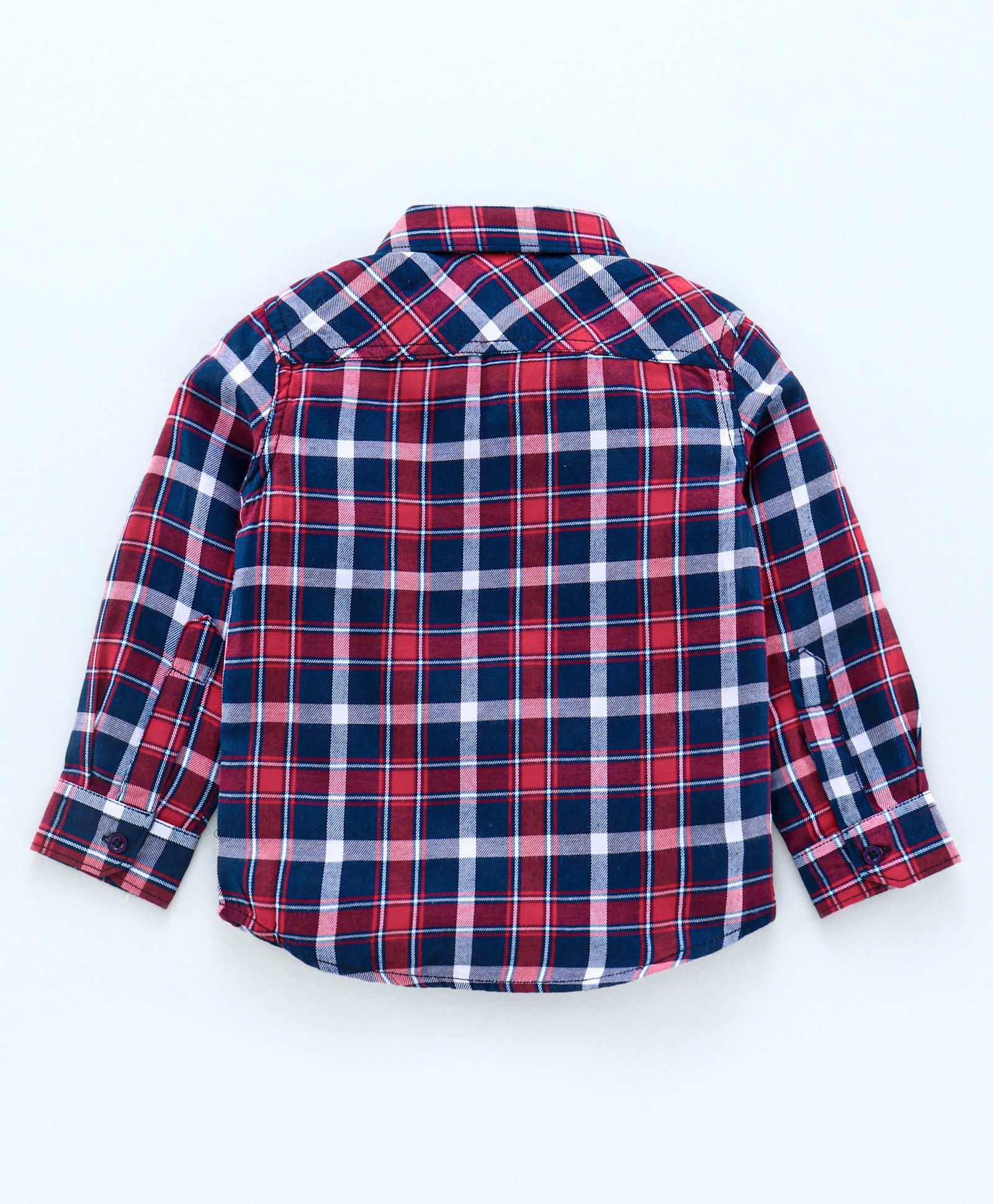 Full Sleeve Checkered Bio Wash Shirt - Navy