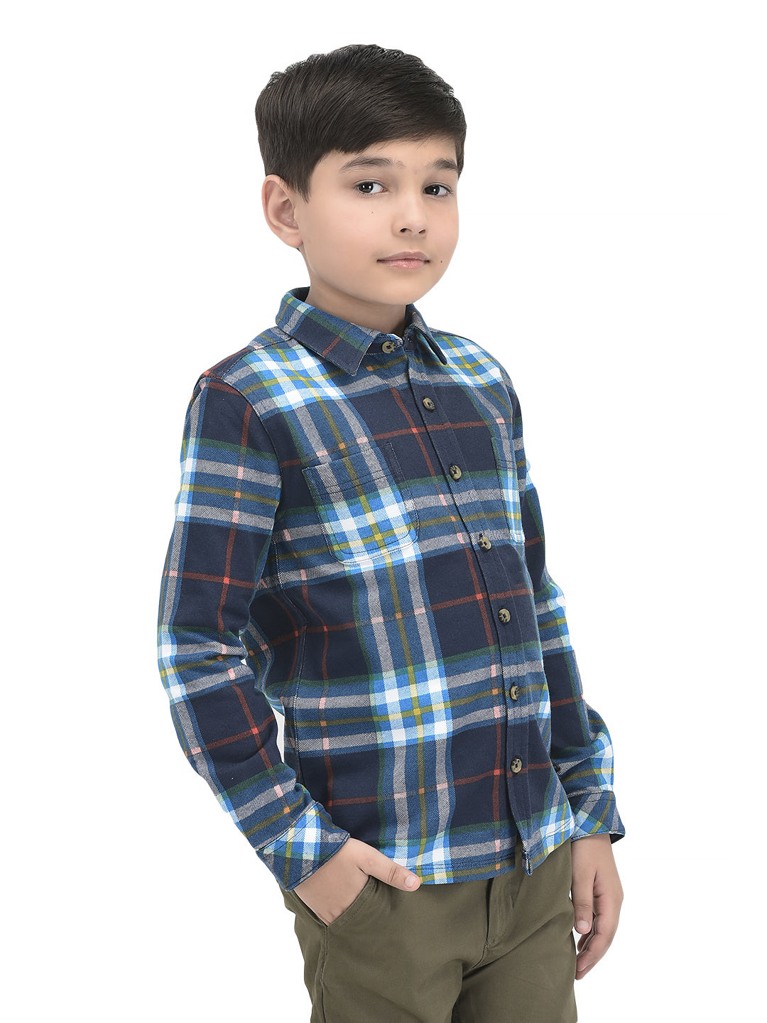 Boys Full Sleeve Cotton Bio washed Soft Shirt - Navy