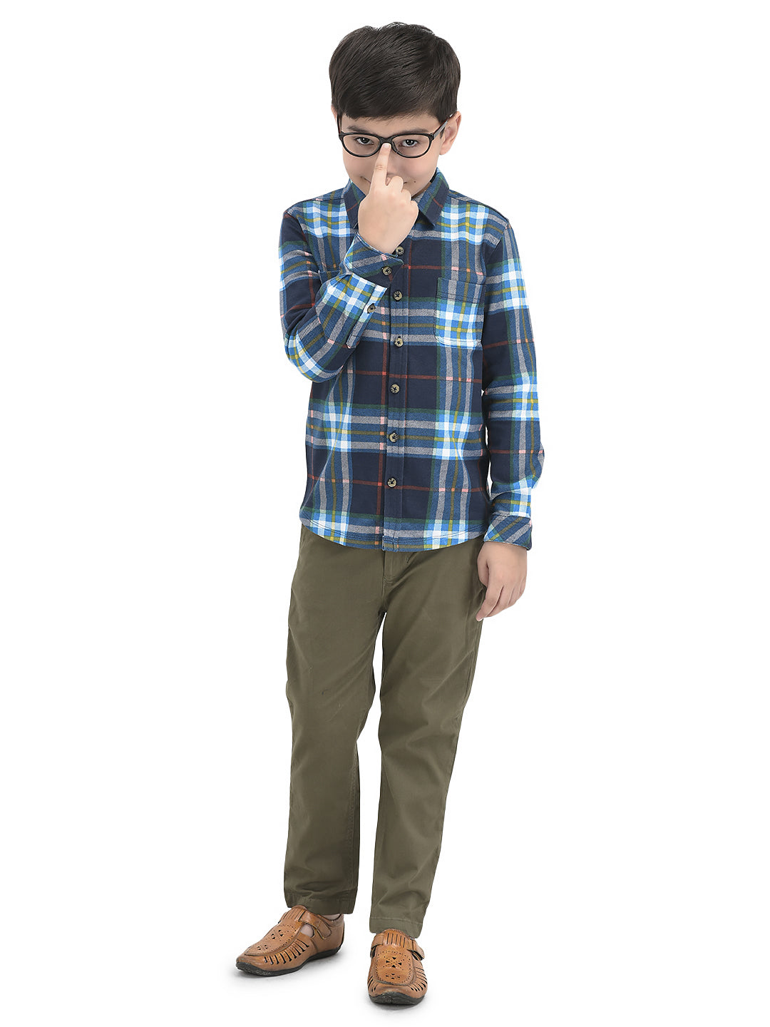 Boys Full Sleeve Cotton Bio washed Soft Shirt - Navy