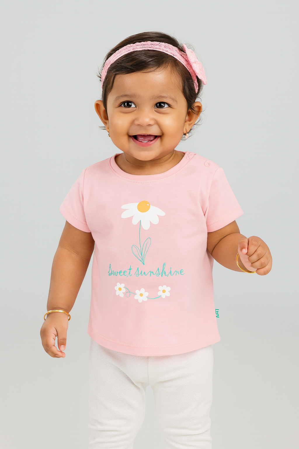 Baby Girls Pink T-Shirt with Daisy 'Sweet Sunshine' Print – Soft