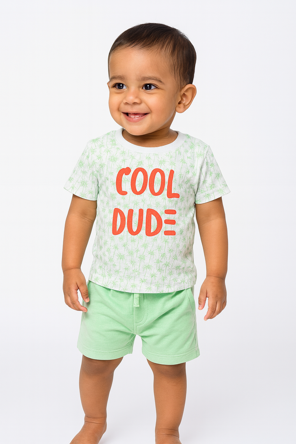 Baby Boys Cool Dude Printed T Shirt & Solid Shorts Set
