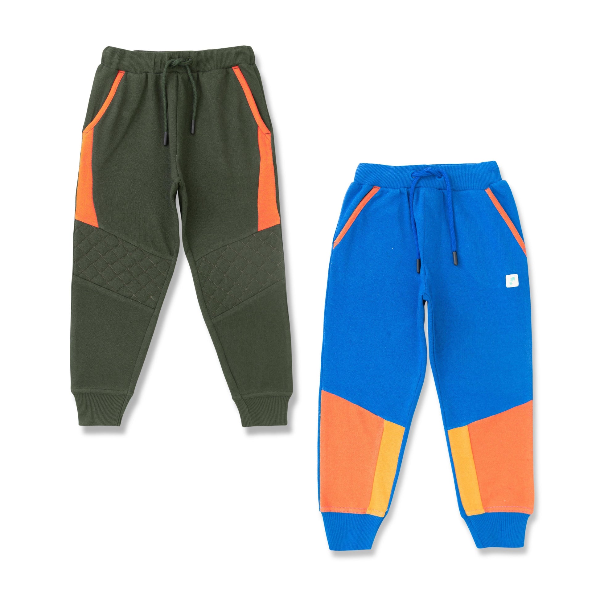 "Baby Boys' Colorblock Jogger Pants - Combo Pack of 2 (Green & Blue)"