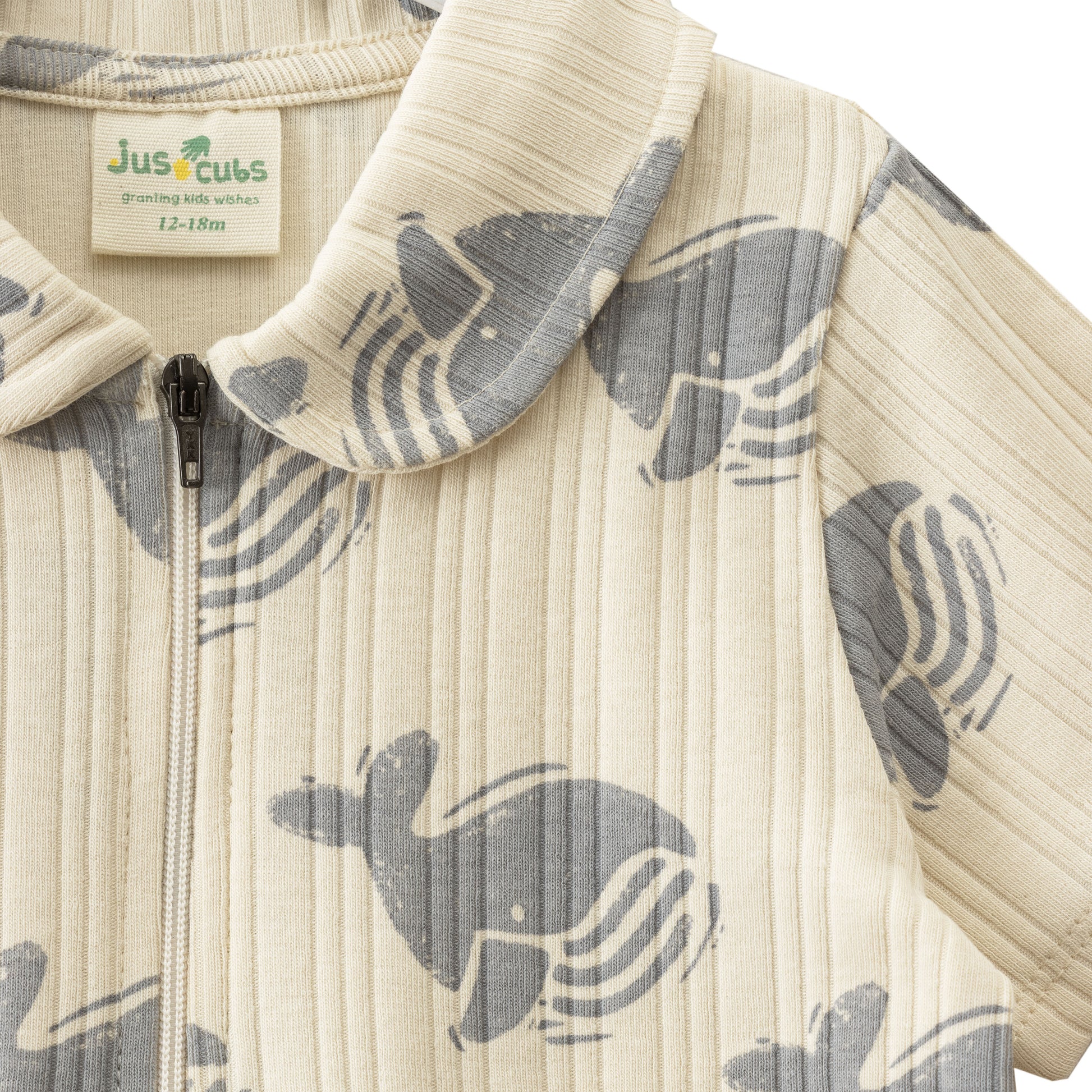 "Baby Boys Beige Fish Print Co-Ord Set – Cotton Half Sleeve T-Shirt & Shorts"