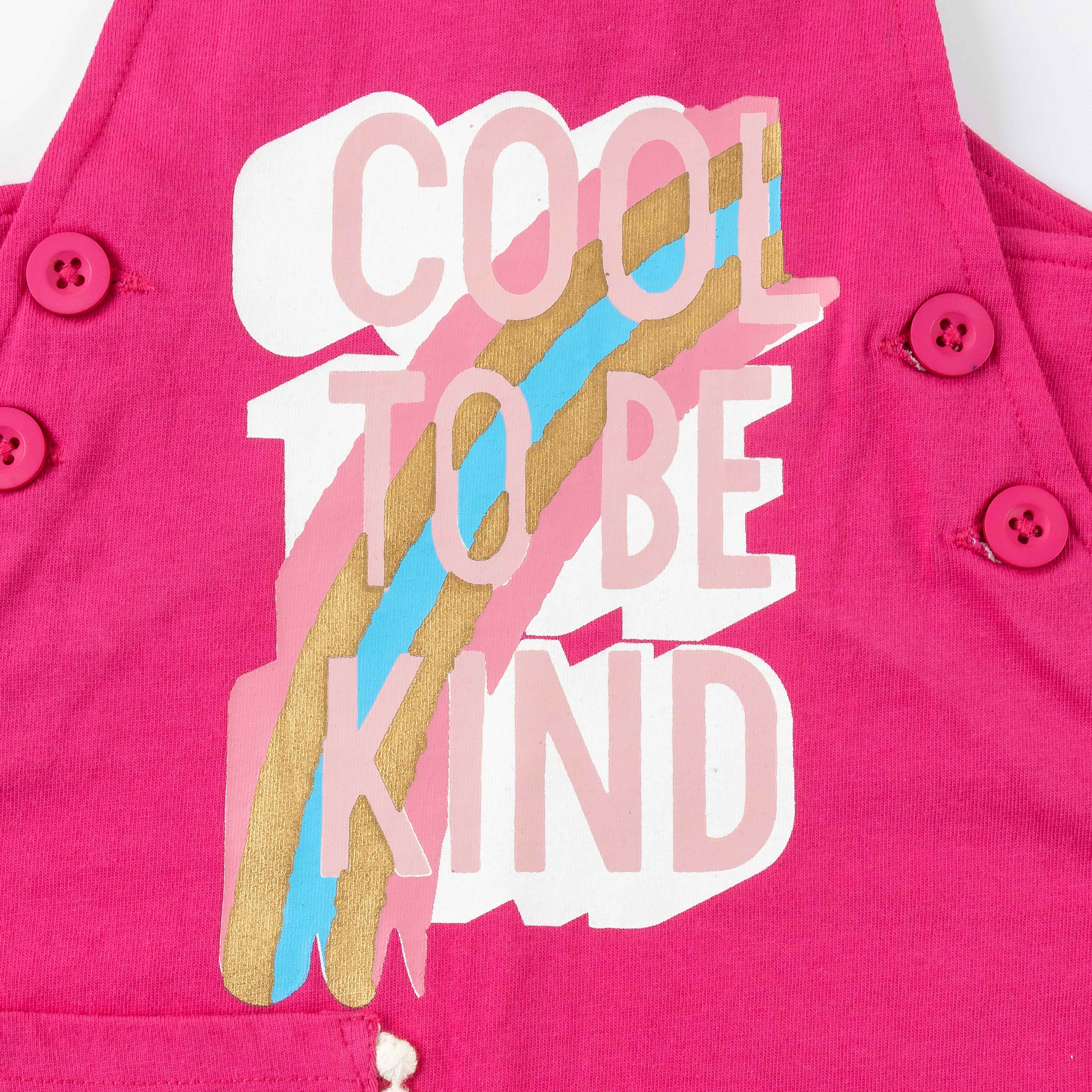 Girls Halfsleeve Printed Dungaree Sets