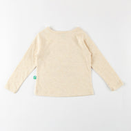 "Girls' Beige Cotton Full Sleeve T-Shirt – 'Daddy's Little Girl, Mama's Whole World' Graphic Print"