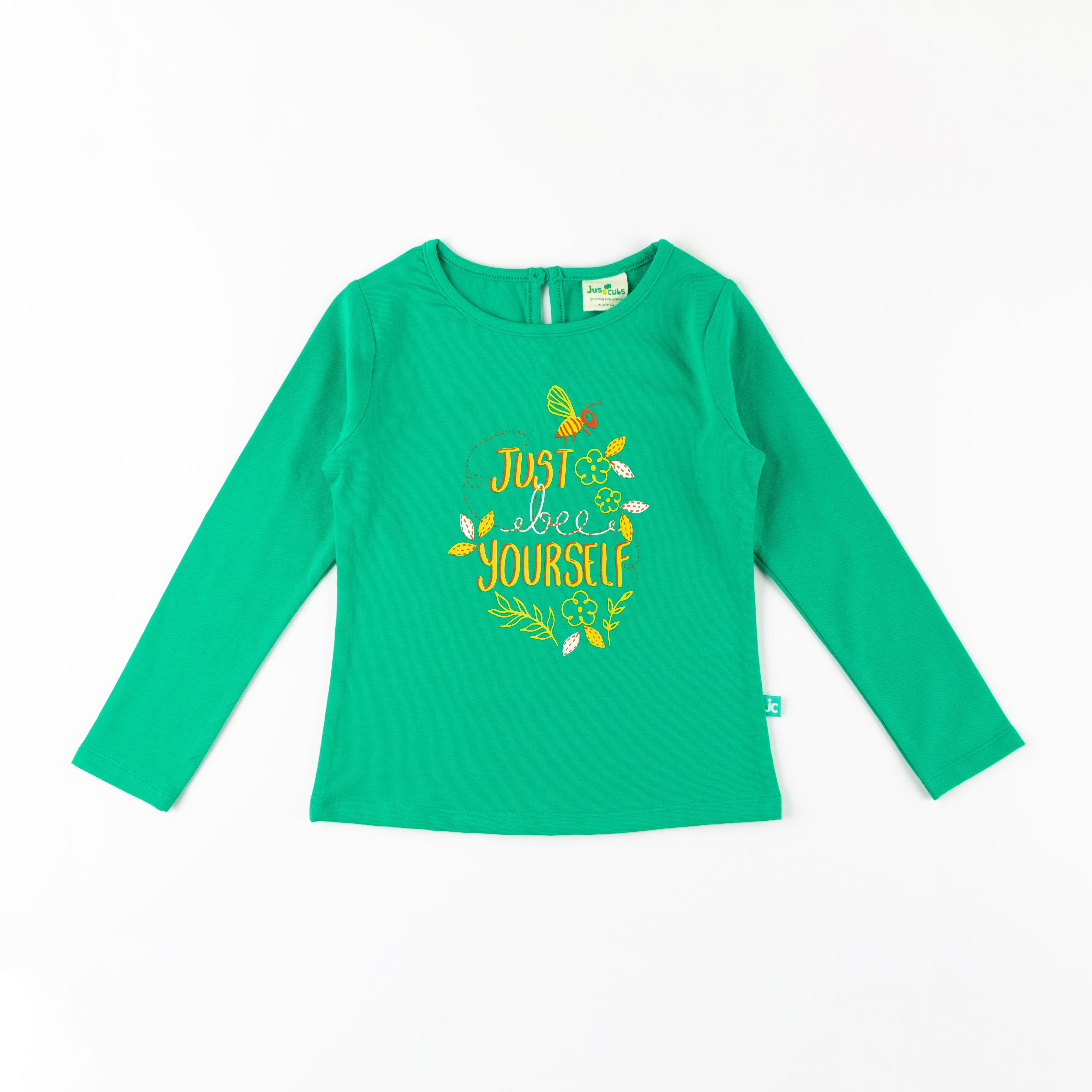 Girls Full Sleeve leaf Printed T-Shirt