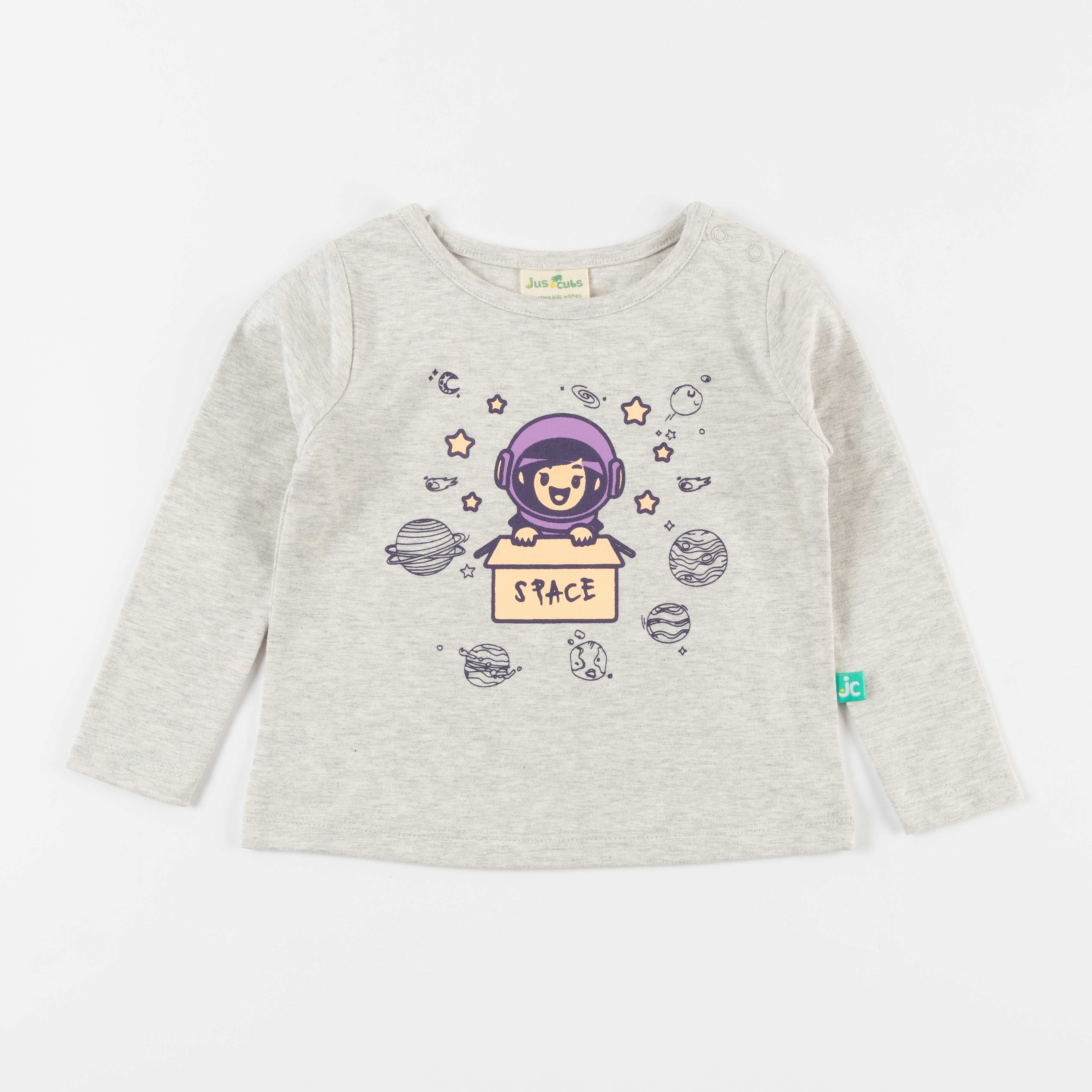 Girls Full Sleeve Space Printed T-Shirt