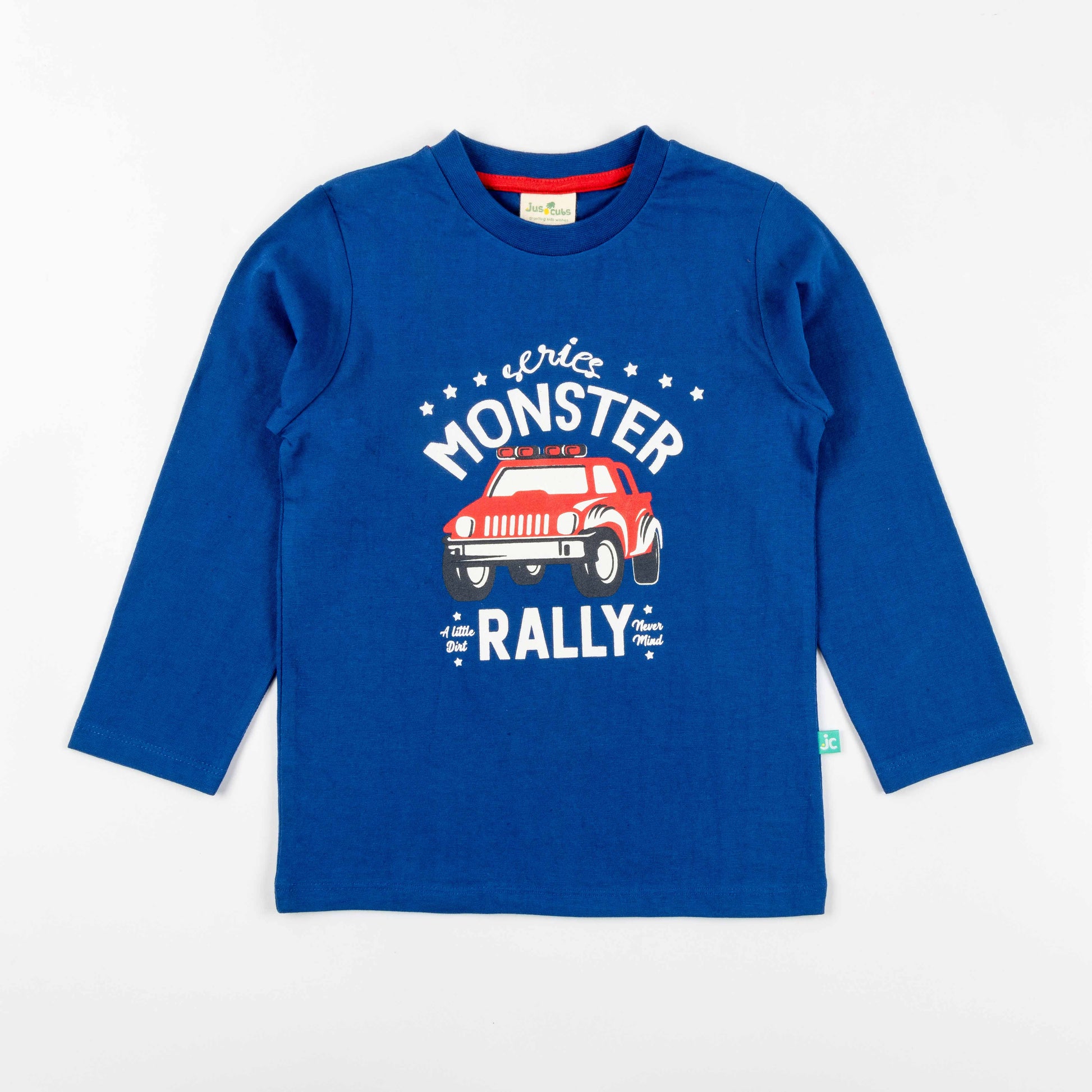 Boys' Blue Long Sleeve T-Shirt with Monster Rally Car Print