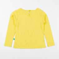 "Girls' Yellow Printed Full Sleeve T-Shirt – 'Be Little Wild' Design"