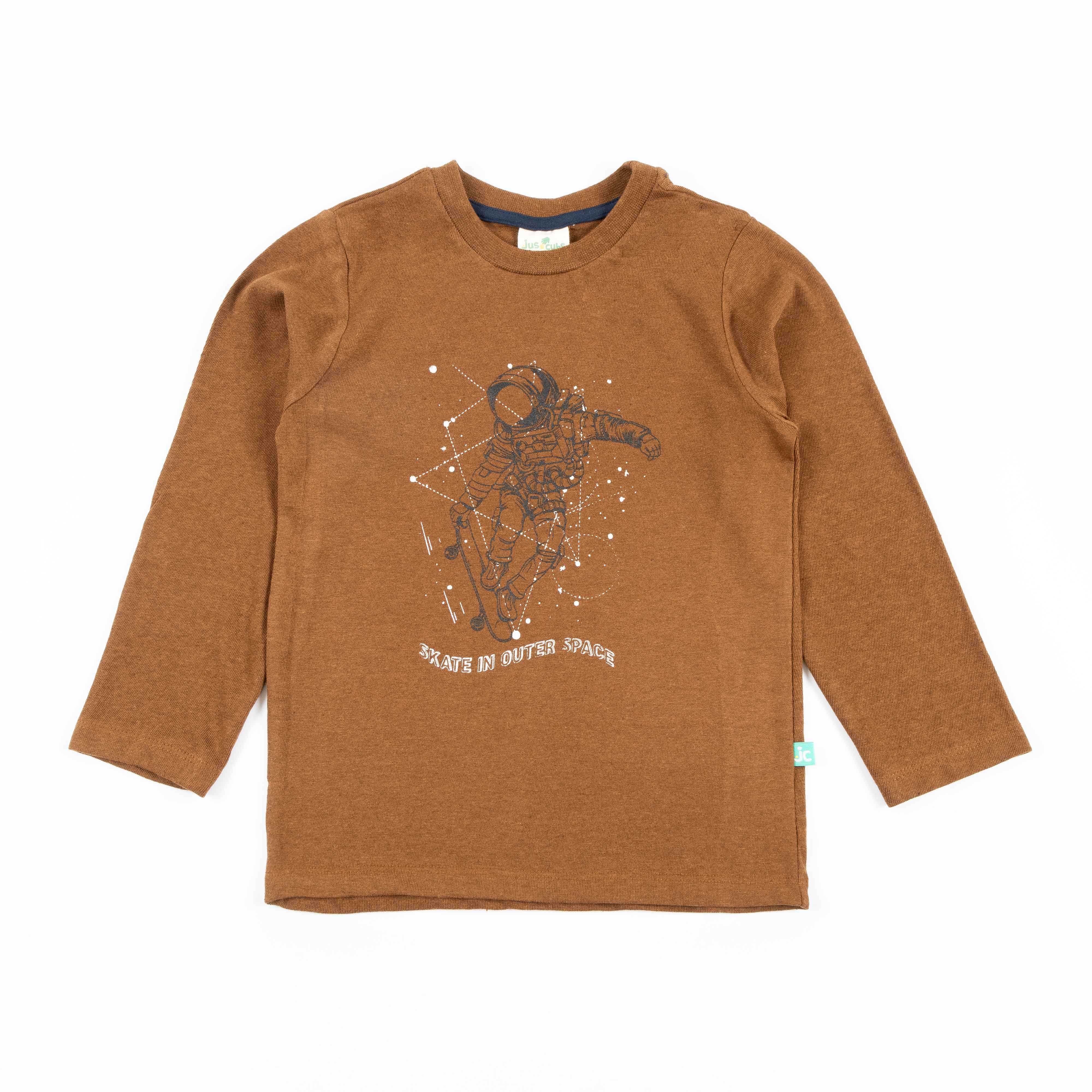 Young Boys Full Sleeve Space  Printed T-Shirt
