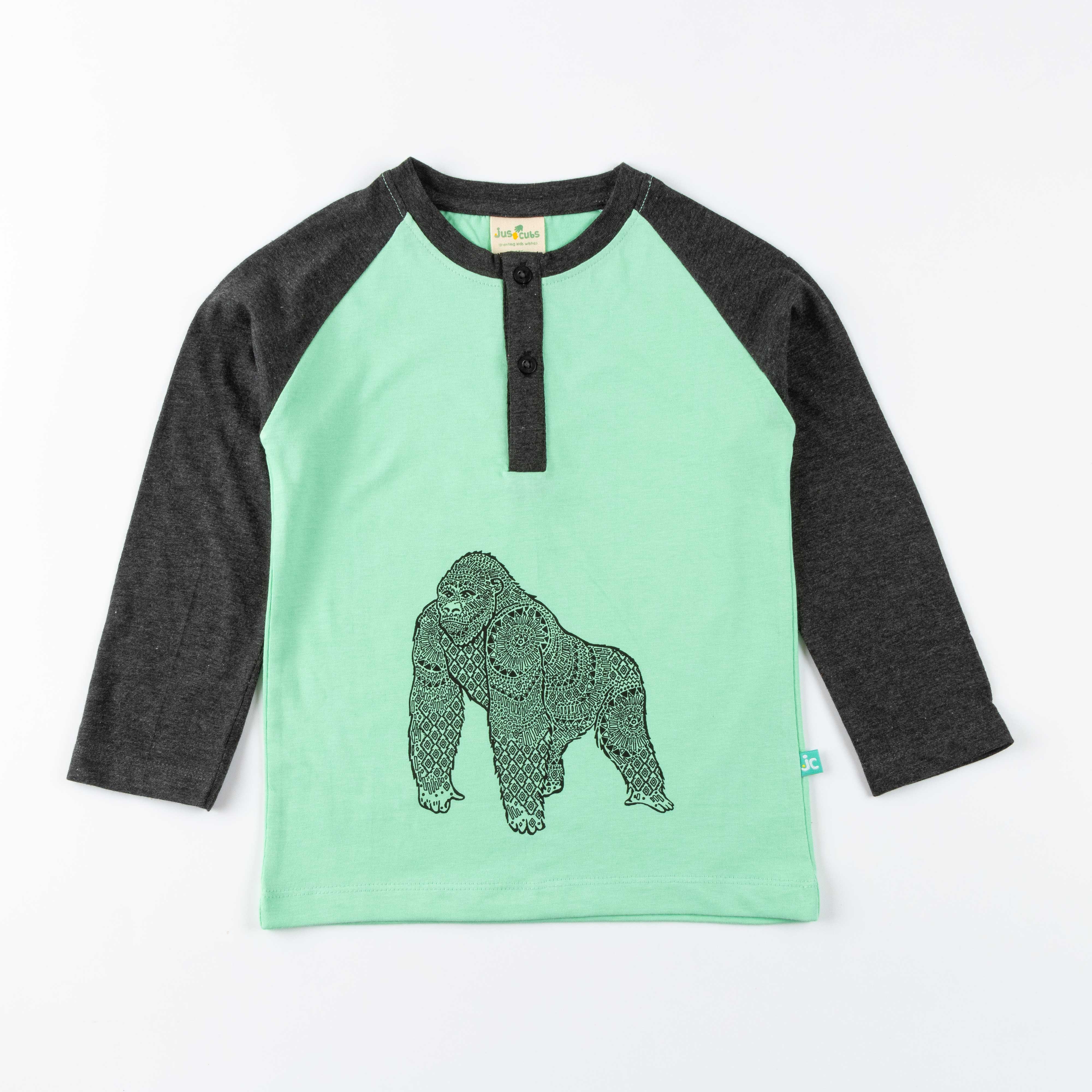 Young Boy Full Sleeve Gorilla Printed T-Shirt