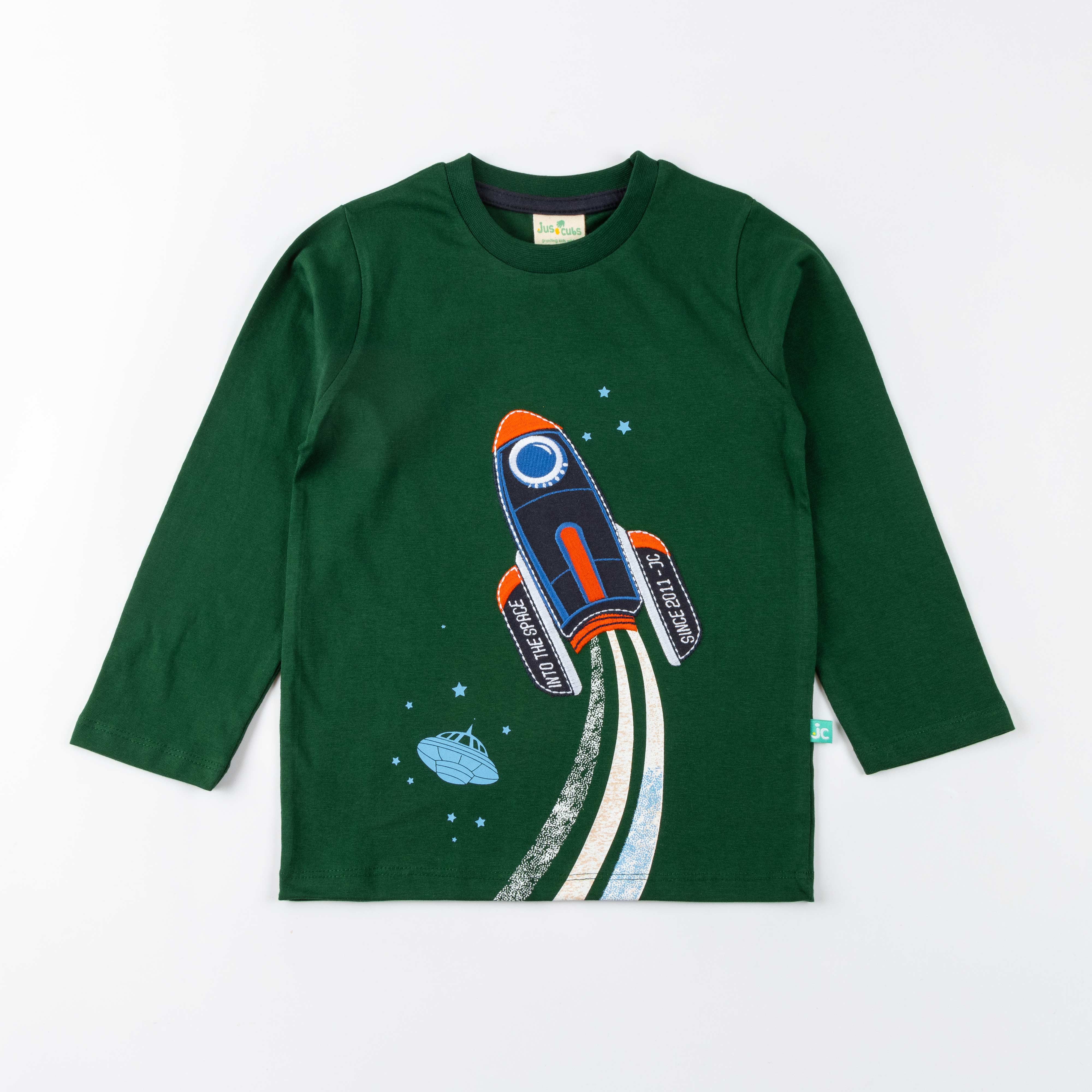 Young Boys Full Sleeve Spaceship Printed T-Shirt