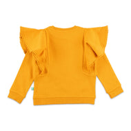 "Girls' Sweatshirt with Colorful Sequin Heart and Ruffle Sleeves"