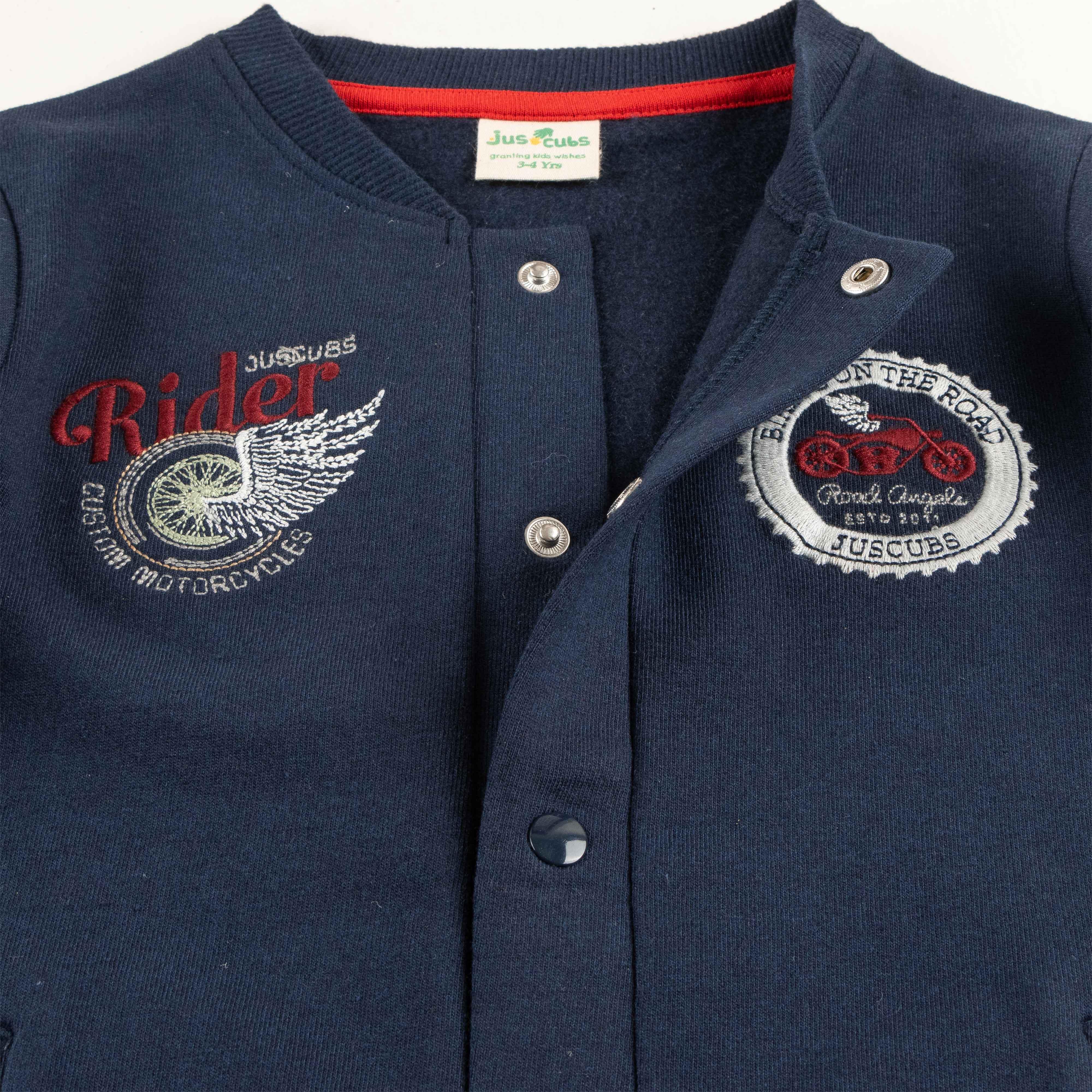 Young Boys Full Sleeve Rider Embroidery Jacket - Juscubs