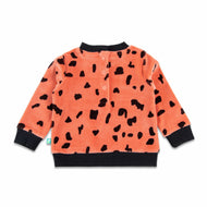 Baby Girls Animal Print Fleece Sweatshirt – Orange with Black Spots
