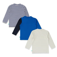 "Boys' Long Sleeve T-Shirt Combo – Pack of 3 Printed Tees (Sports & Dinosaur Theme)"