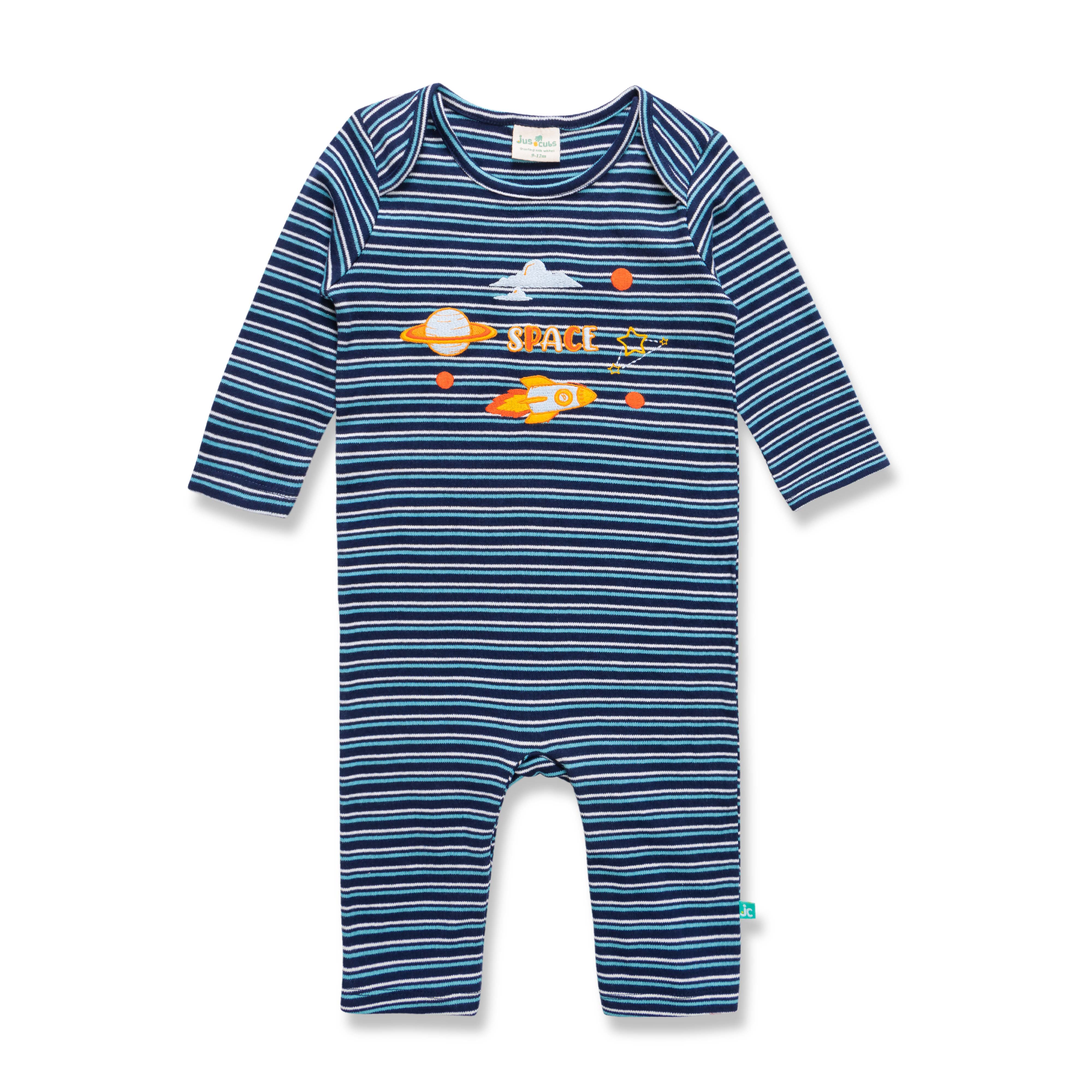 Baby Boys Stripe embroidery Full Sleeve Romper
