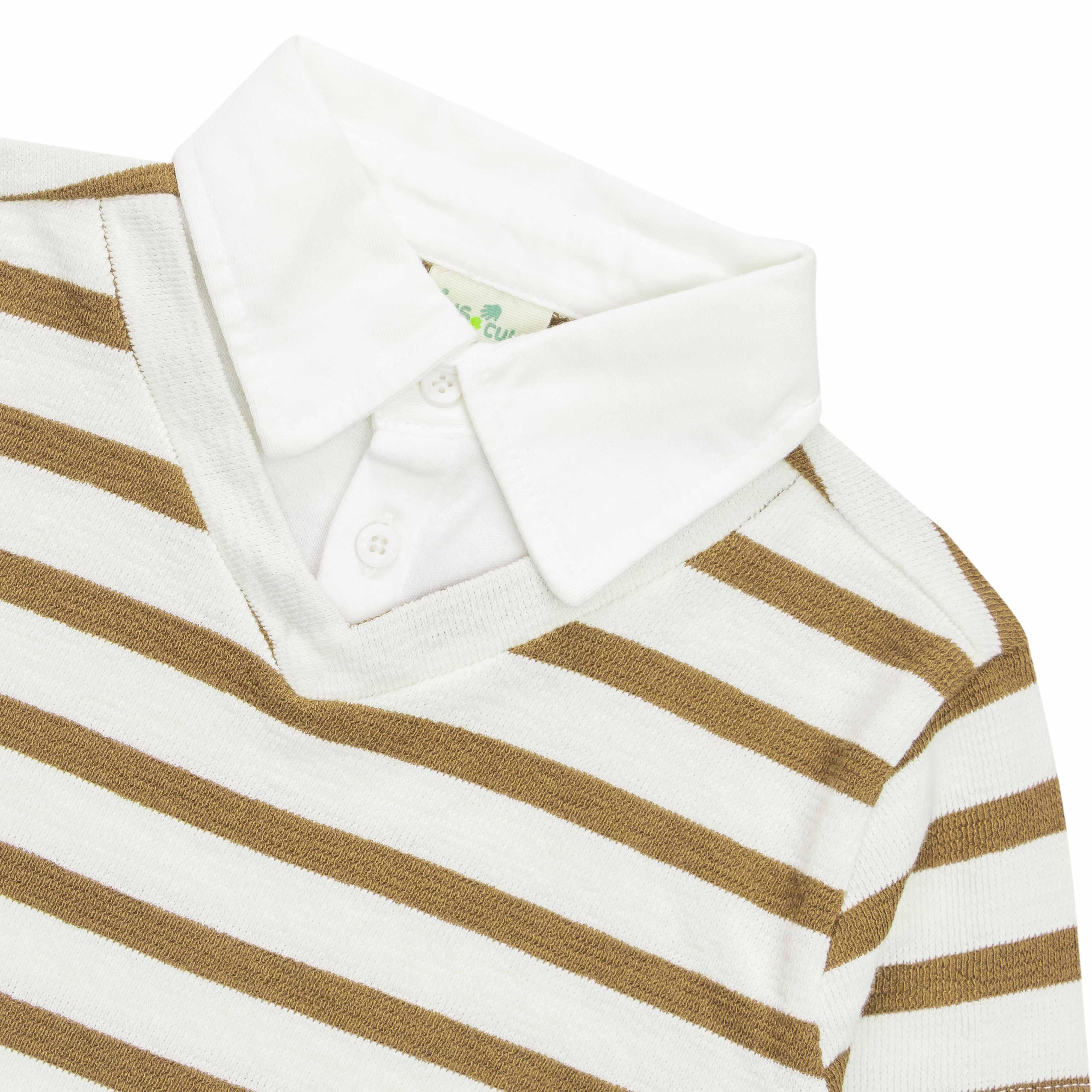 Boys Striped Polo Neck Full Sleeve Sweatshirt