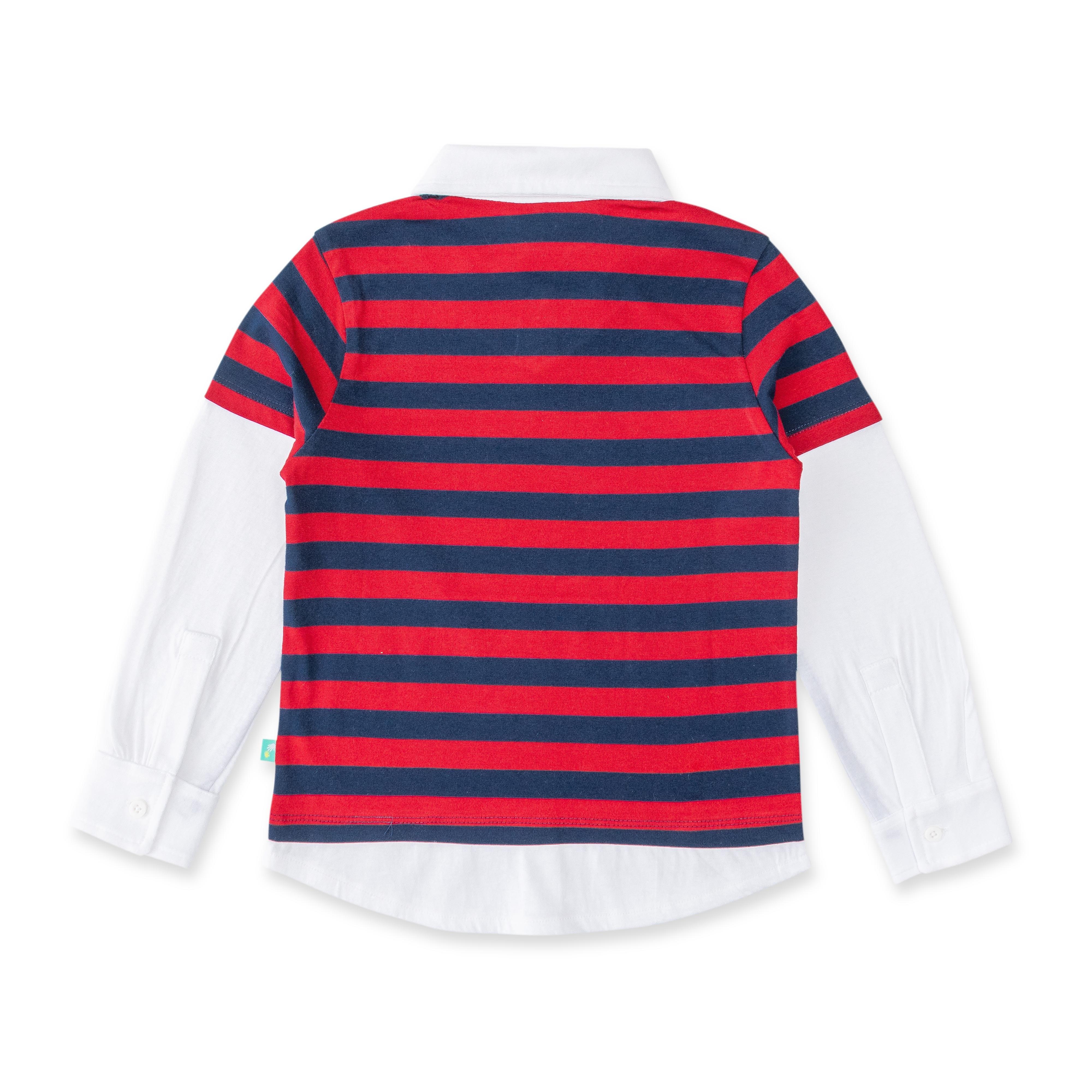Baby Boys Striped Full Sleeve Polo T Shirt - Juscubs