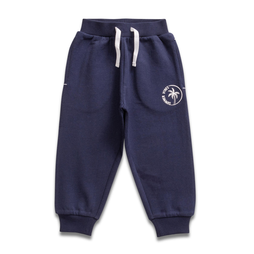 Baby Boys' Navy Blue Joggers – Soft Cotton Sweatpants with Drawstring